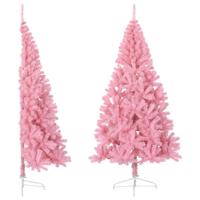 Kunstkerstboom met standaard half 210 cm PVC roze - thumbnail