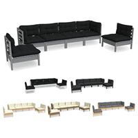 6-delige Loungeset met grijze kussens grenenhout - thumbnail