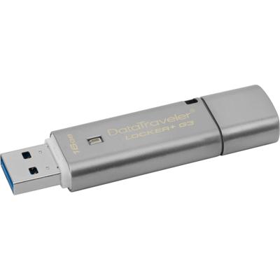 Kingston Technology DataTraveler Locker+ G3 16GB USB flash drive USB Type-A 3.2 Gen 1 (3.1 Gen 1) Zilver Kingston Technology DataTraveler Locker+ G3 16GB USB flash drive USB Type-A 3.2 Gen 1 (3.1 Gen 1) Zilver