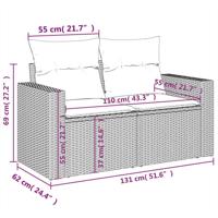 11-delige Tuinset met kussens poly rattan beige - thumbnail