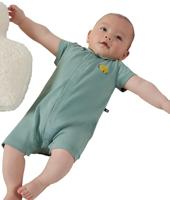 Kort boxpakje voor baby's met rond kraagje PETIT BATEAU saliegroen - thumbnail