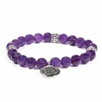 Mala Armband Amethist Elastisch met Ohm - thumbnail