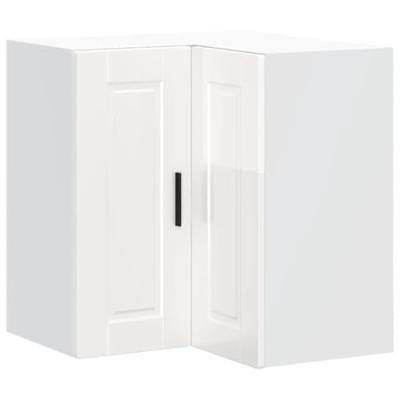 Keukenwandhoekkast Porto bewerkt hout hoogglans wit