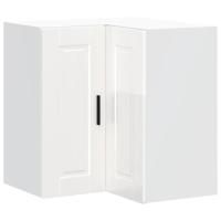 Keukenwandhoekkast Porto bewerkt hout hoogglans wit - thumbnail