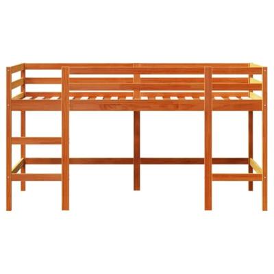 Kinderhoogslaper met ladder 90x190 cm massief grenenhout bruin Kinderhoogslaper met ladder 90x190 cm massief grenenhout bruin