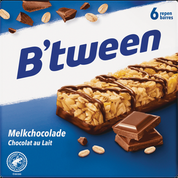 B&apos;tween Mueslireep Melkchocolade 6 x 25g bij Jumbo