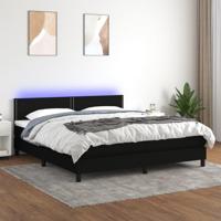 Boxspring met matras en LED stof zwart 180x200 cm - thumbnail