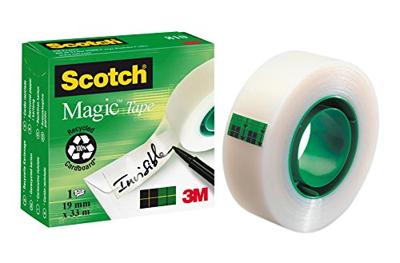 Plakband Scotch Magic Transparant Wit 19 mm x 33 m (12 Stuks)