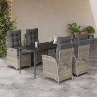 5-delige Tuinset met kussens poly rattan lichtgrijs - thumbnail