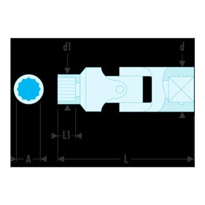 Facom doppen 1/4&apos;, scharnier, 12 kant 11/32 - R.11/32F