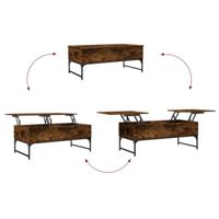 Salontafel 100x50x40 cm bewerkt hout en metaal gerookt eiken - thumbnail