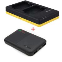 Powerpakket Deluxe: NP-W126 duo oplader + 5000mAh Powerbank voor 2 Fujifilm accu's NP-W126 - thumbnail