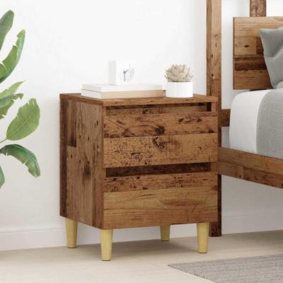 Bedkast met lade Oud Hout 40 x 35 x 50 cm Bewerkt hout