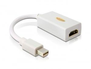 Delock 65128 Mini-displayport / HDMI Adapter [1x Mini-DisplayPort stekker - 1x HDMI-bus] Wit 12 cm