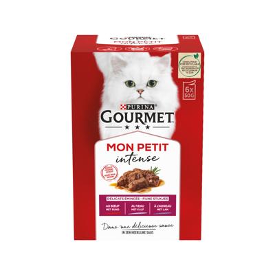 Gourmet Mon Petit Intense met rund, kalf, lam natvoer kat 8 x (6 x 50 g)