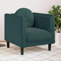 Fauteuil met kussen fluweel donkergroen - thumbnail