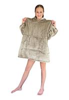 Draagbare deken met capuchon & mouwen - kind - khaki - thumbnail