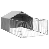 Hondenkennel met ren 4x2x1,5 m gegalvaniseerd staal - thumbnail