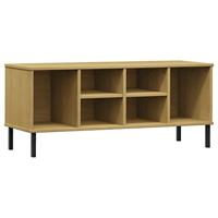 VidaXL Schoenenrek met metalen poten oslo 106x35x45cm grenenhout bruin - thumbnail
