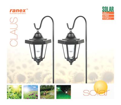 Smartwares Solar-paalverlichting 0,12 W zwart 2 st GOS-001-DB
