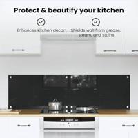 VidaXL Keuken achterwand 2 pcs zwart 70 x 40 cm gehard glas - thumbnail