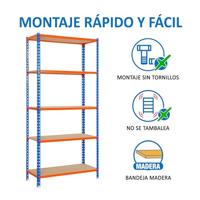 Planken Simon Rack Maderclick 5/400 750 kg Metaal 5 Planken spaanderplaat (180 x 90 x 40 cm) - thumbnail