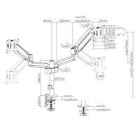 VALUE Dual LCD Monitorarm, 4 draaipunten, tafel montage - thumbnail