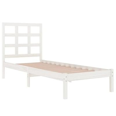 Bedframe massief hout wit 75x190 cm