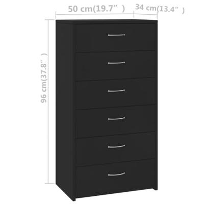 Dressoir met 6 lades 50x34x96 cm spaanplaat zwart Dressoir met 6 lades 50x34x96 cm spaanplaat zwart