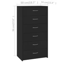 Dressoir met 6 lades 50x34x96 cm spaanplaat zwart - thumbnail