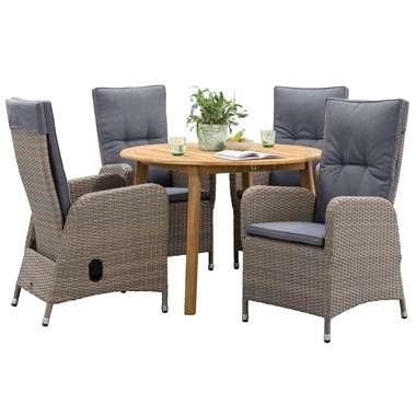 Le Sud tuinset standenstoel Verona Dijon rond - grijs - 5-delig