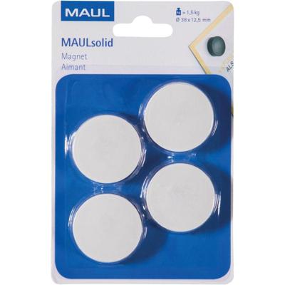 MAUL magneet Solid, 38 mm, trekkracht 1,5 kg, blister van 4 stuks, wit MAUL magneet Solid, 38 mm, trekkracht 1,5 kg, blister van 4 stuks, wit