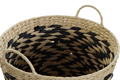 Basket spelset DKD Home Decor Zwart Lichtbruin Natuurlijke Vezel (3 Onderdelen) (3 Stuks)