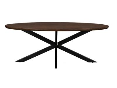 Livingfurn Ovale Eettafel 'Lifestyle' Mangohout, 210 x 110cm, kleur Donkerbruin