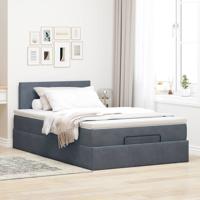 Ottoman bed met matras 80x200cm fluweel donkergrijs - thumbnail