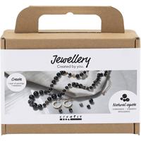 Creativ Company Mini hobbyset sieraden, halsketting en oorbellen, zwart, wit, 1 doos - thumbnail