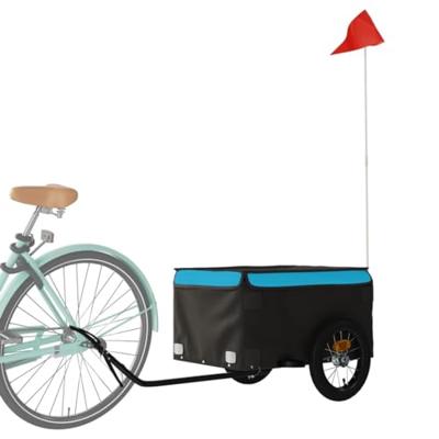 VidaXL Fietstrailer 30 kg ijzer zwart en blauw - thumbnail