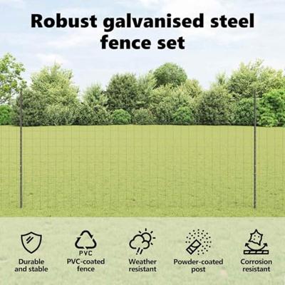 VidaXL Hek met paal grijs 1,5 x 10 m staal