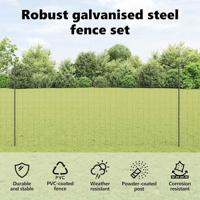 VidaXL Hek met paal grijs 1,5 x 10 m staal - thumbnail