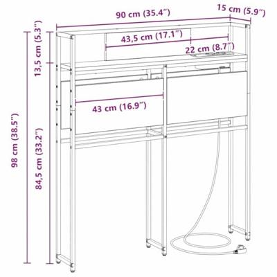Opberghoofdbord met hoofdeinde met opslag Zwart eiken 90 cm Bewerkt hout Opberghoofdbord met hoofdeinde met opslag Zwart eiken 90 cm Bewerkt hout