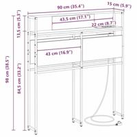 Opberghoofdbord met hoofdeinde met opslag Zwart eiken 90 cm Bewerkt hout - thumbnail