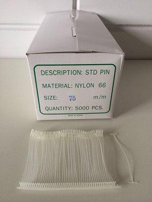 Nylon textielpins 75 mm standaard 5000st