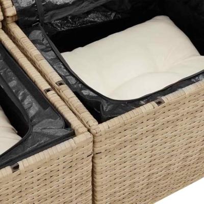 8-delige Tuinbankenset met kussens poly rattan acacia beige