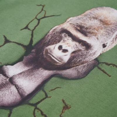 Kindershirt met lange mouwen gorillaprint 128 lichtkakikleurig
