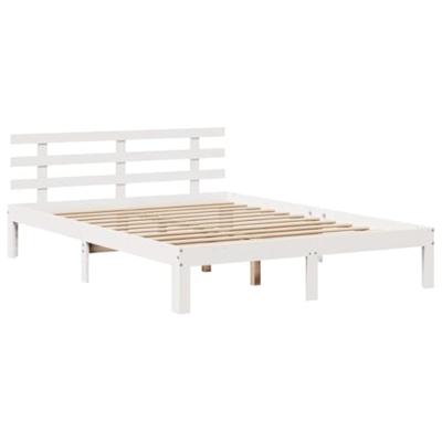 Bedframe met hoofdbord massief grenenhout wit 120x190 cm - thumbnail