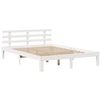 Bed met boekenkast zonder matras grenenhout wit 140x190 cm - thumbnail