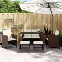 6-delige Tuinset met kussens poly rattan bruin - thumbnail