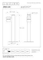 Lucide ARNE-LED - Sokkellamp - Ø 6,3 cm - LED - GU10 - 1x5W 2700K - IP44 - Zwart - thumbnail