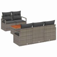 Tuinbankenset met kussen 6 pcs Grijs poly rattan - thumbnail