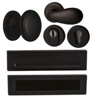 Hardbrass Voordeurset Pragma/Olympia compleet rechtswijzend SKG3 met kerntrekbeveiliging - puurzwart - thumbnail